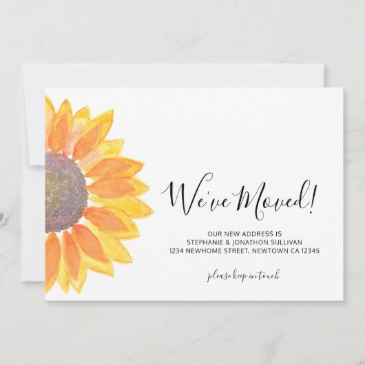 ひまわり引っ越しました告知カード 案内状 (正面)