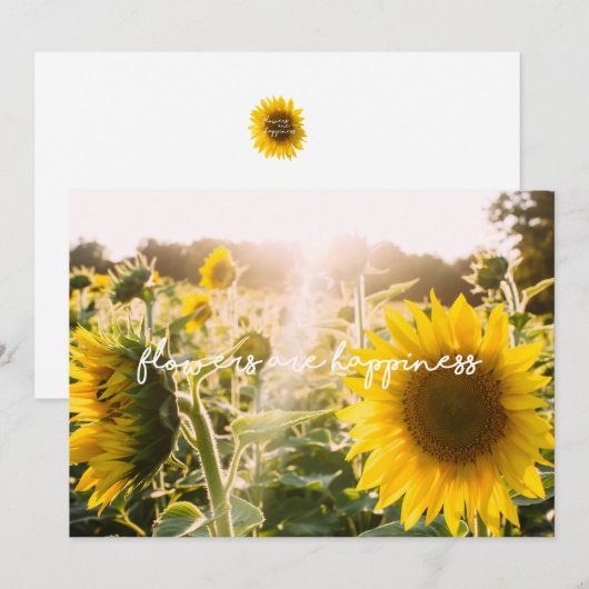 ひまわり引用文「花は幸せ」 (正面/裏面)