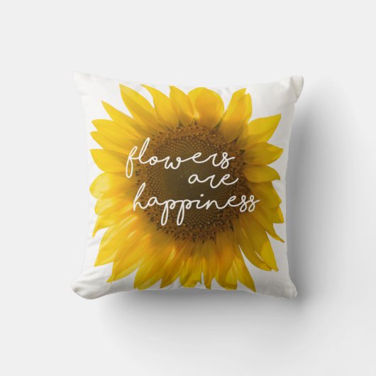 ひまわり引用文「花は幸せ」 クッション (正面)
