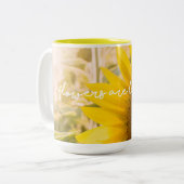 ひまわり引用文「花は幸せ」 ツートーンマグカップ (正面左)