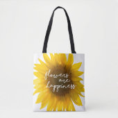 ひまわり引用文「花は幸せ」 トートバッグ (正面)