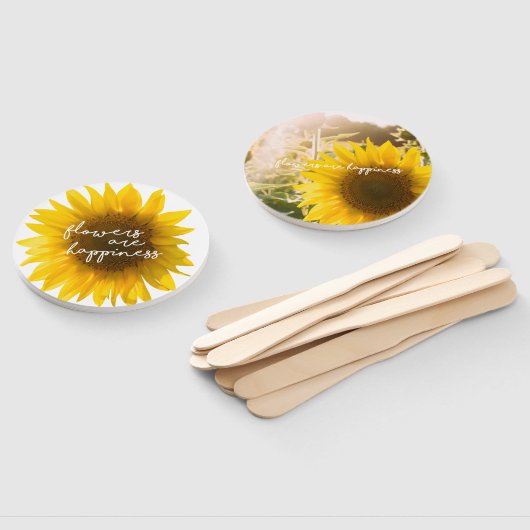 ひまわり引用文「花は幸せ」 ハンドファン (組立なし)