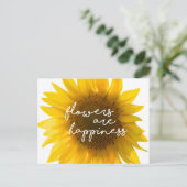 ひまわり引用文「花は幸せ」 ポストカード (スタンド正面)