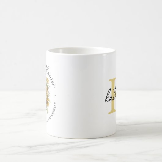 ひまわり強いモノグラムはっきりしただカスタム コーヒーマグカップ (中央)