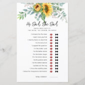 ひまわり彼は彼女はブライダルシャワーゲームを言った (正面)