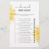 ひまわり彼は彼女はブライダルシャワーゲームを言った (正面)