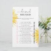 ひまわり彼は彼女はブライダルシャワーゲームを言った (スタンド正面)