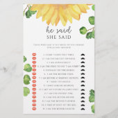 ひまわり彼は彼女はブライダルシャワーゲームを言った (正面)