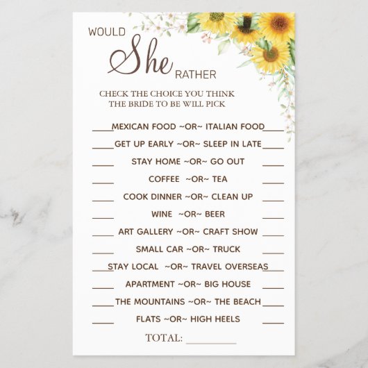 ひまわり彼女はむしろシャワーゲームカード チラシ (正面)