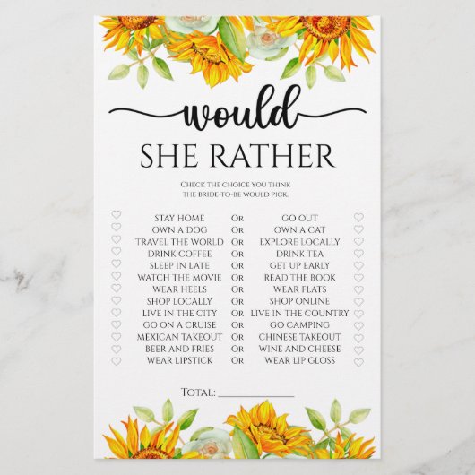 ひまわり彼女はむしろブライダルシャワーゲーム (正面)