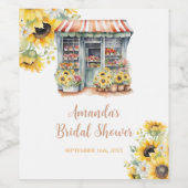 ひまわり彼女は市場のブライダルシャワー ワインラベル (シングルラベル)