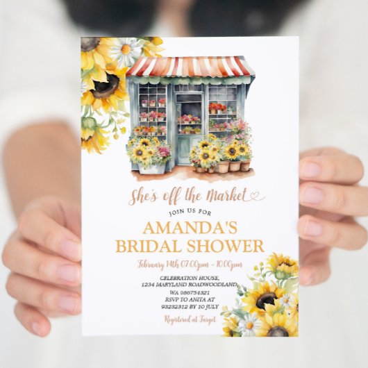 ひまわり彼女は市場のブライダルシャワー 招待状