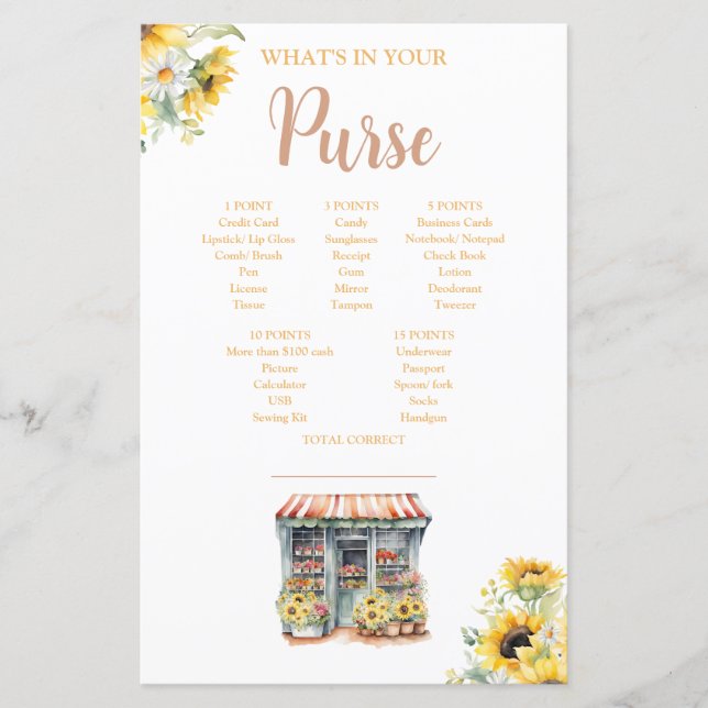 ひまわり彼女は市場の財布のゲームから外れている (正面)