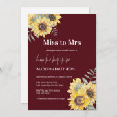 ひまわり恋しく思のミセスブライダルシャワーへブルゴーニュ 招待状 (正面/裏面)