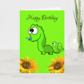 ひまわり恐竜フローラ折りグリーティングカード カード (正面)