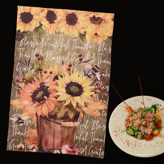 ひまわり恵み感謝サンクスギビング キッチンタオル