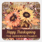 ひまわり恵み感謝サンクスギビング スクエアシール (正面)