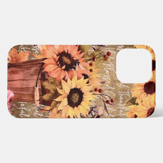 ひまわり恵み感謝サンクスギビング iPhoneケース (裏面横)