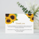 ひまわり悔やみや弔慰のお葬式お礼のメモ サンキューカード (スタンド正面)