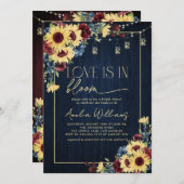 ひまわり愛は開花海軍の水の色フローラ 招待状 (正面/裏面)