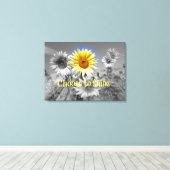 ひまわり感動的で引用文を輝かせる キャンバスプリント (インサイチュ (ウッドフロア))