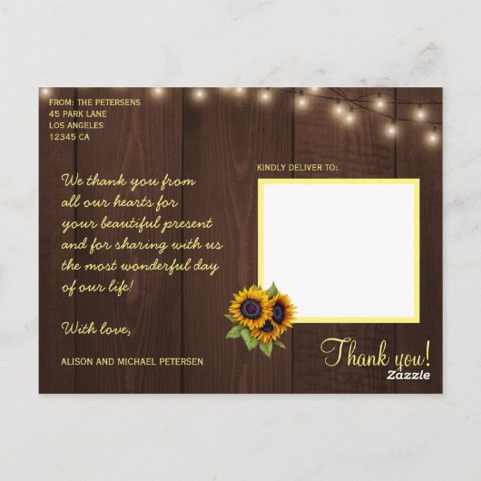 ひまわり感謝していは結婚君の感謝してい心 ポストカード (裏面)