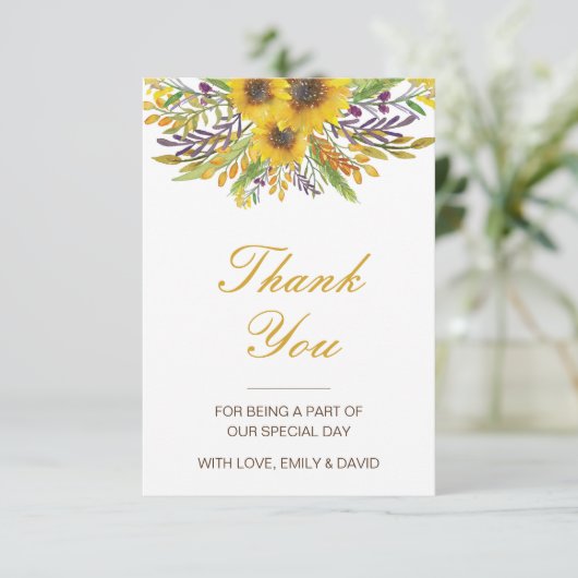 ひまわり感謝カード, オーダーメイド結婚式カード 出欠カード (スタンド正面)