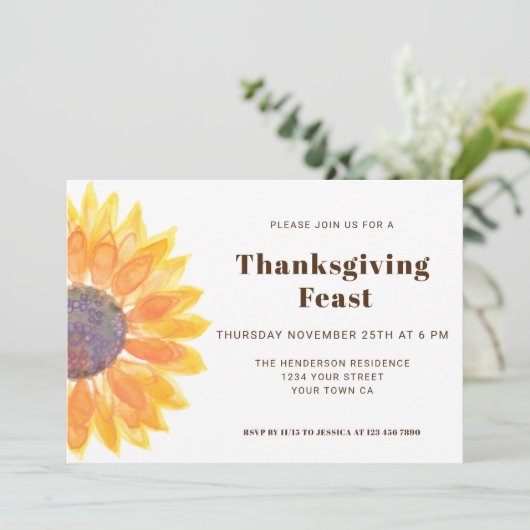 ひまわり感謝祭ディナー招待状 招待状 (スタンド正面)
