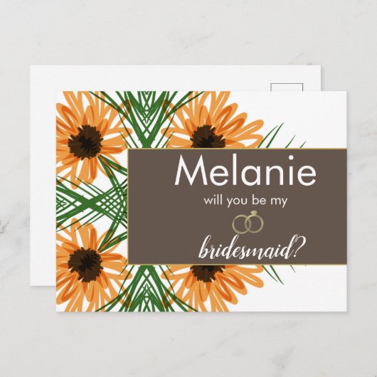 ひまわり手描き花嫁プロポーザルCard シーズンポストカード (正面/裏面)