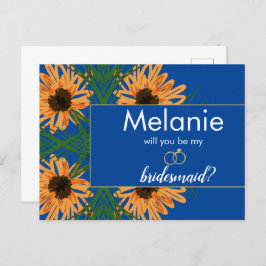 ひまわり手描き青い花嫁メイド提案 シーズンポストカード