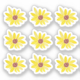 ひまわり手絵を描水色ステッカーセット シール