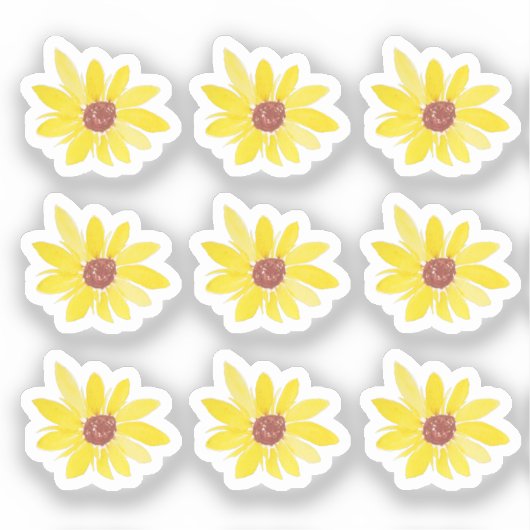 ひまわり手絵を描水色ステッカーセット シール (正面)