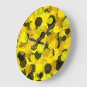 ひまわり抽象芸術パタ芸術的ーン黄 ラージ壁時計 (傾斜)