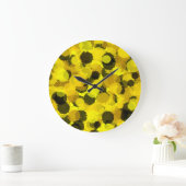ひまわり抽象芸術パタ芸術的ーン黄 ラージ壁時計 (ホーム)