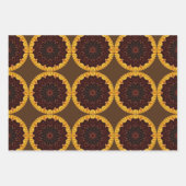 ひまわり抽象芸術マンダララッピングクラフト紙 ラッピングペーパーシート (正面3)