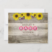 ひまわり推測伯爵ベビシャワーゲーム |ピンク 招待状 (裏面)