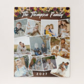 ひまわり散在写真家族フォトコラージュ ジグソーパズル (縦)