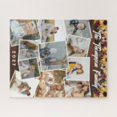 ひまわり散在写真家族フォトコラージュ ジグソーパズル (横)