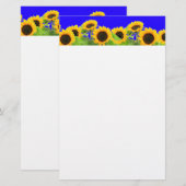 ひまわり文房具紙ウクライナ国旗の色 便箋 (正面/裏面)