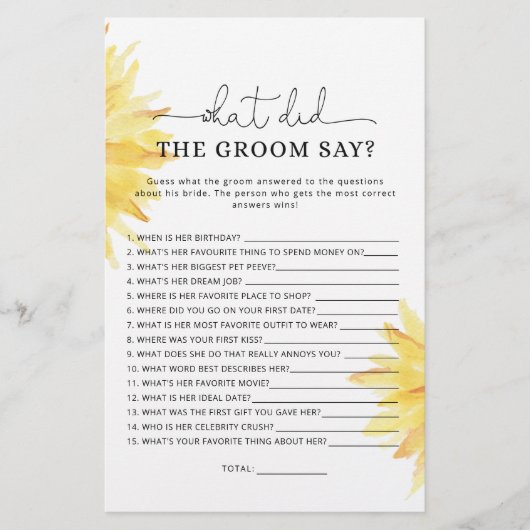 ひまわり新郎は何と言ったブライダルゲーム (正面)