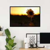 ひまわり日没ポスター ポスター (ホームオフィス)