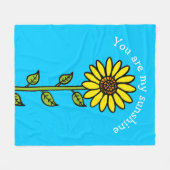 ひまわり明るいカラフルおもしろいパーソナライズされた フリースブランケット (正面(横))