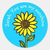 ひまわり明るいカラフルおもしろいパーソナライズされた ラウンドシール (正面)