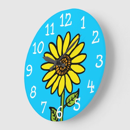 ひまわり明るいカラフルおもしろい ラージ壁時計 (傾斜)