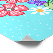 ひまわり明るい猫カラフルアートと黒猫 ポスター (角)