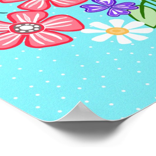 ひまわり明るい猫カラフルアートと黒猫 ポスター (角)