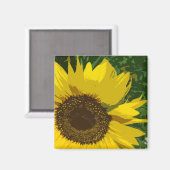 ひまわり明るい黄芸術的色の花フローラ マグネット (正面/裏面)