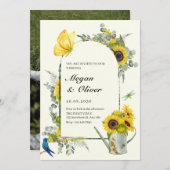 ひまわり春の結婚式 招待状 (正面/裏面)