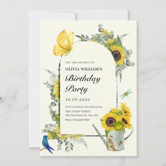 ひまわり春誕生日 招待状 (正面)
