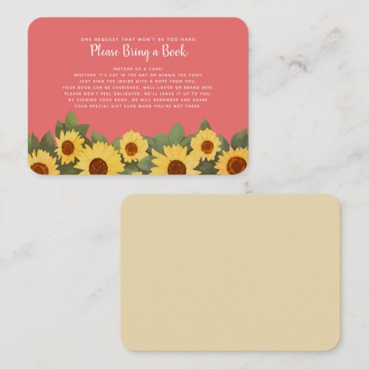 ひまわり春赤ちゃんシャワーお願い本を持って 名刺 (正面/裏面)
